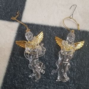 Vintage crystal angel Christmas ornaments set of 2